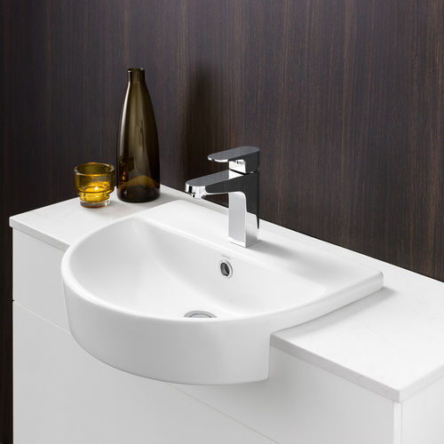 Built-in washbasin - COSMIQUE: 898205W/898215W - caroma - ceramic / D-shape / contemporary