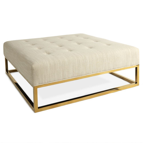 Traditional ottoman - CAINE - Jonathan Adler - fabric / brushed brass / indoor