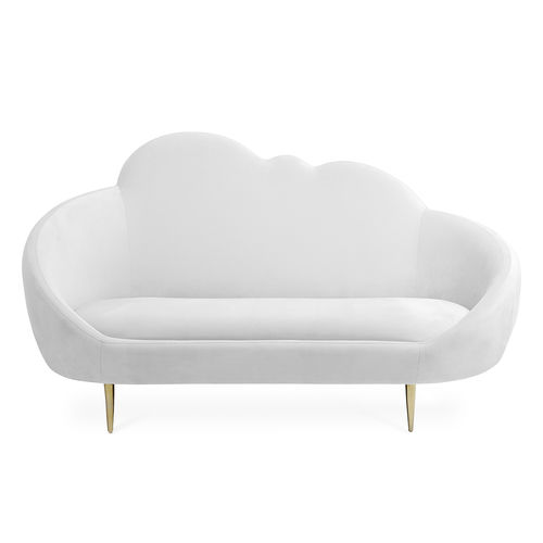 Contemporary Sofa Ether Settee Jonathan Adler Velvet Polished Brass 2 Person Contemporary Sofa Ether Settee, Jonathan Adler Cloud Sofa