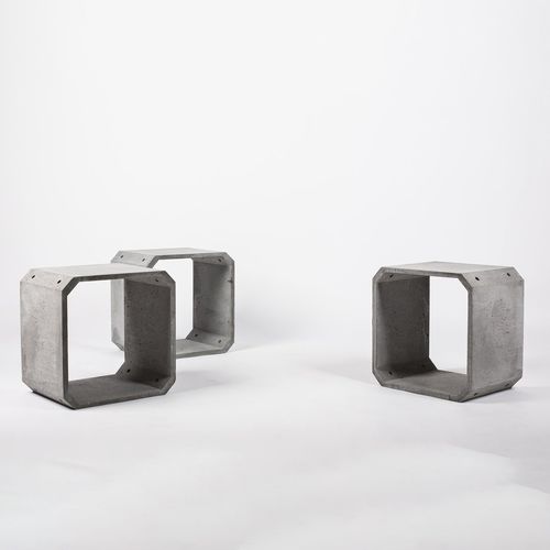 Contemporary side table - KOU - BENTU DESIGN - concrete / concrete base / rectangular
