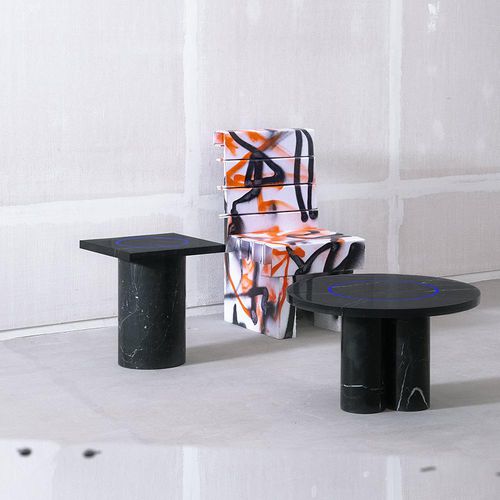 Contemporary side table - DISLOCATION - BENTU DESIGN - stone / stone base / round