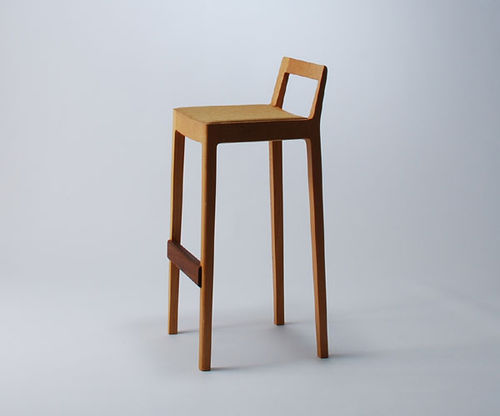 Contemporary bar stool - R+R - Miyazaki Chair Factory - wooden