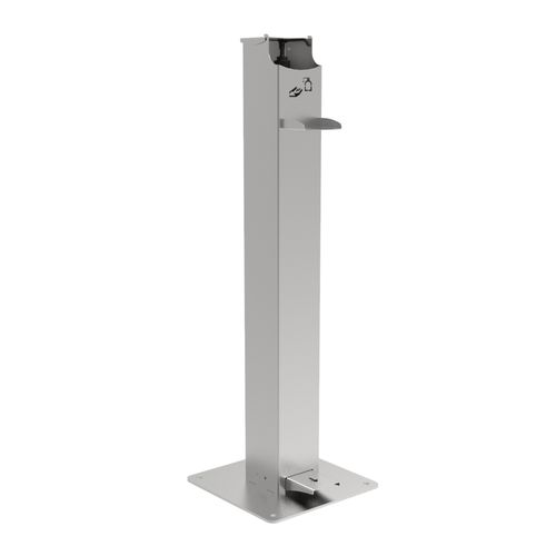 Sanitizer stand - SHAL - URBAN-NT - foot-operated / logo / stainless steel