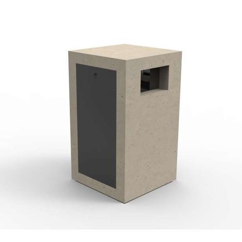 Public trash can - BECOR PLUS - URBAN-NT - stainless steel / concrete / with built-in ashtray