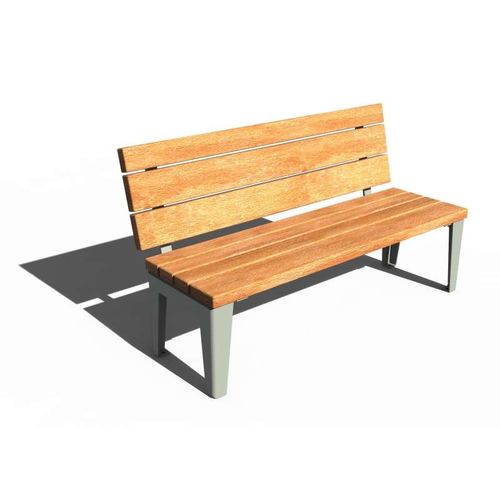 Contemporary public bench - VÉGA - URBAN-NT - wooden / steel / with backrest