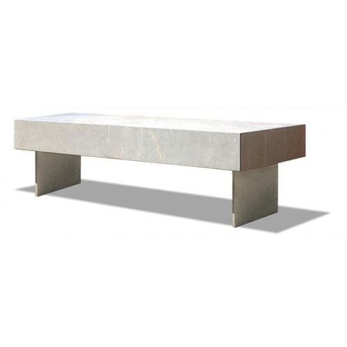 Contemporary public bench - POMPIGNANE - URBAN-NT - stainless steel / stone