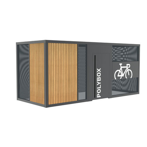 Secure cycle shelter - POLYBOX - URBAN-NT - with solar panel / modular / steel