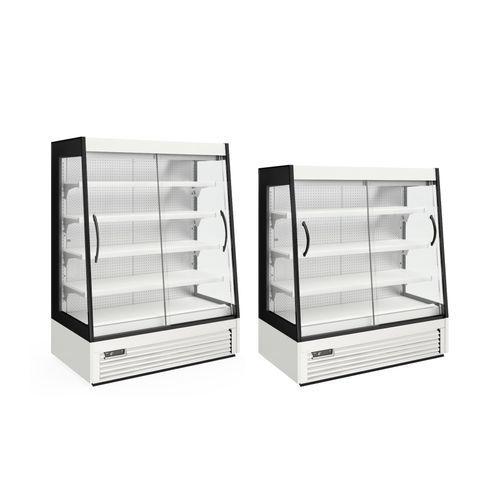 Upright refrigerated display case - FUTURO 2 - JORDAO - shelf / wall-mounted / for shop