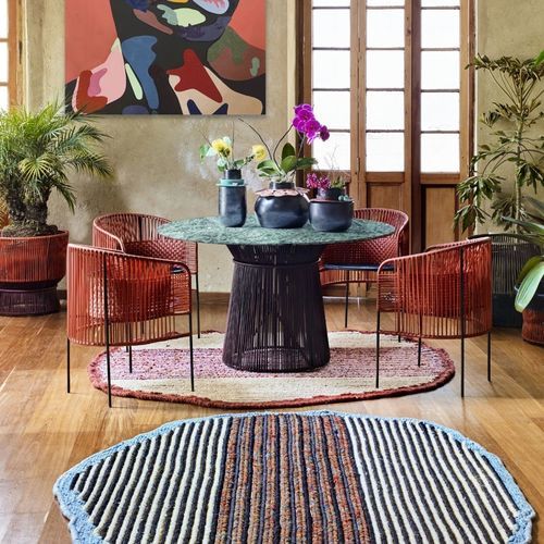 Contemporary dining table - CARIBE CHIC - Ames design - marble / recycled plastic / galvanised steel base