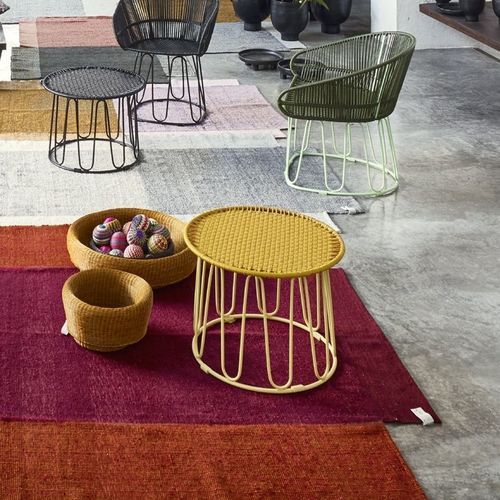 Contemporary side table - CIRCO - Ames design - recycled plastic / PVC / galvanised steel base