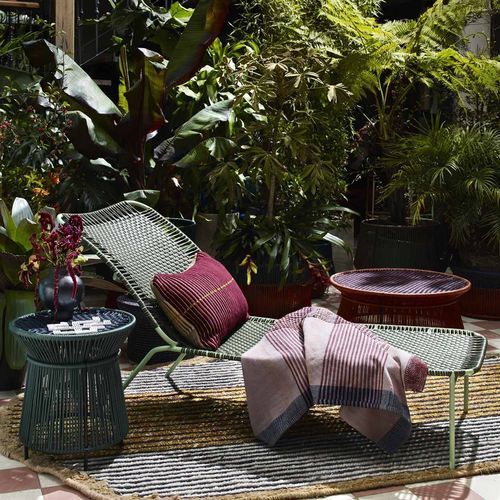 Contemporary side table - CARIBE  - Ames design - steel / recycled plastic / galvanised steel base