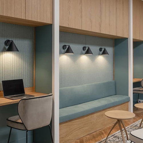 Acoustic wall panel - ECORANGE U - Slalom - fabric / rectangular / fabric look