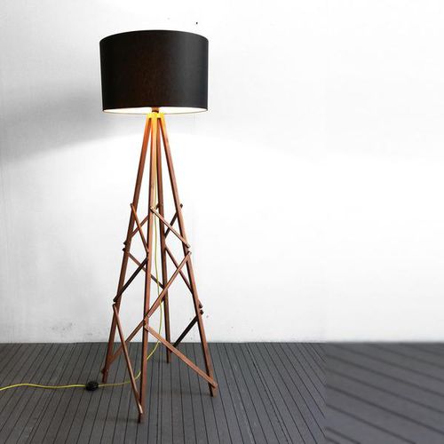 Floor-standing lamp - KULA  - Paladim Handmade - metal / wooden / contemporary