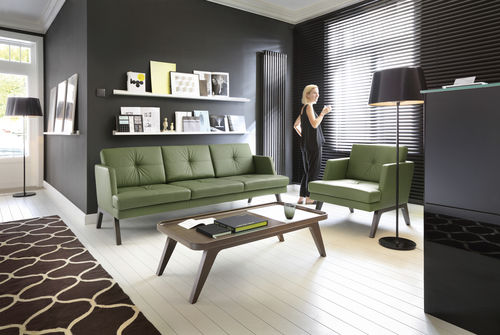 Contemporary armchair - OCTOBER - Profim - leather / fabric / commercial