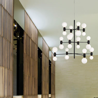 Contemporary chandelier - ABALLS 12  - Parachina - blown glass / steel / ceramic