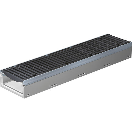 Drainage channel with grating - FILCOTEN PRO MINI 200 - BG Graspointner - fiber-reinforced concrete / metal grate / for public spaces
