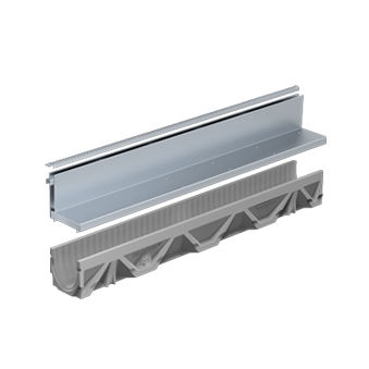 Drainage channel with grating - FILCOTEN NW 100 - BG Graspointner - with central slot / side-slotted / fiber-reinforced concrete