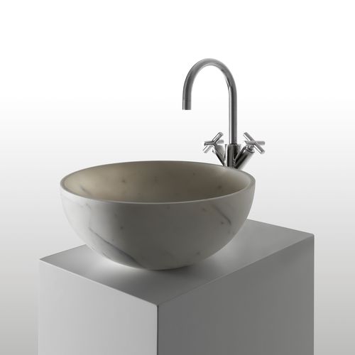 Countertop washbasin - BOWL N°4 - KREOO - marble / customizable / round