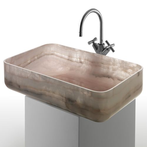 Countertop washbasin - BOWL N°9 - KREOO - marble / customizable / rectangular