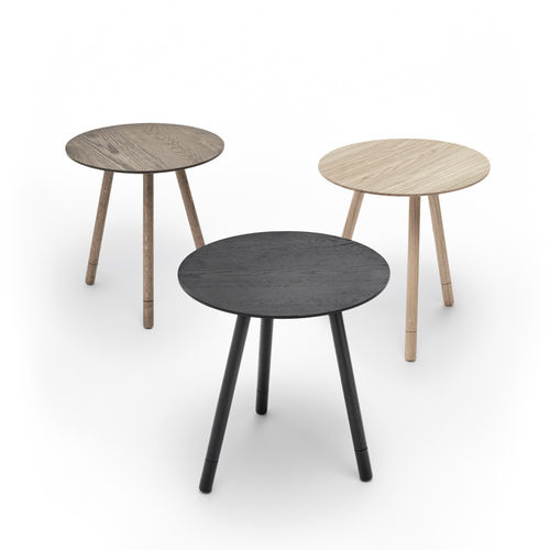 Contemporary side table - BISON  - Omelette Editions - oak / oak base / round