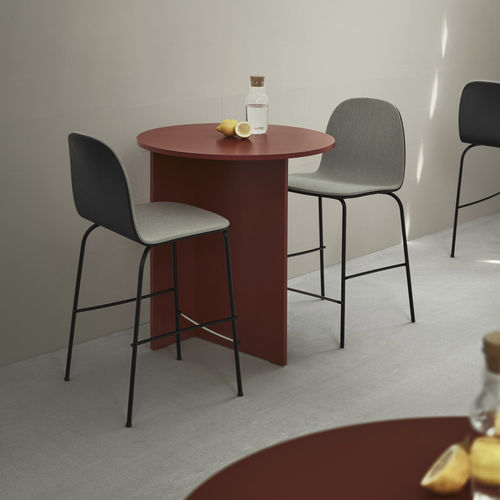 Contemporary bar chair - TERRA - Omelette Editions - indoor / plywood / lacquered metal steel base