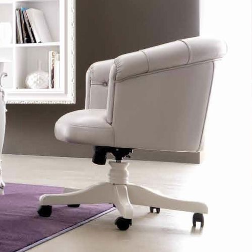 Traditional office armchair - PASCAL - Corte Zari - leather / fabric / beech
