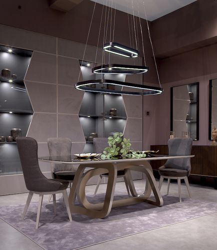 Contemporary dining table - LOOP - Corte Zari - MDF / iron / rectangular
