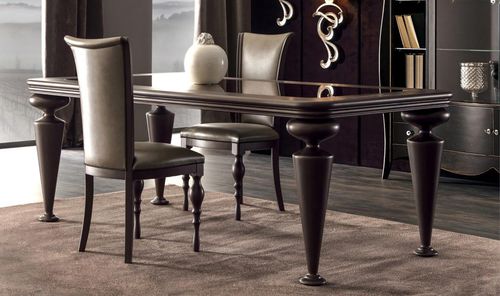Traditional dining table - ORIONE - Corte Zari - wooden / glass / marble