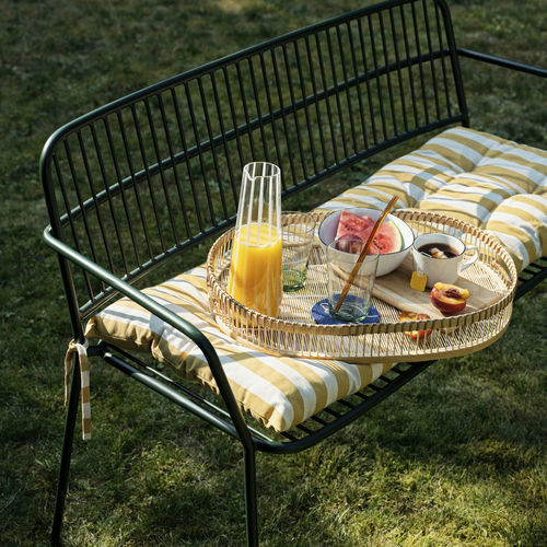 Classic bench - EDEN  - broste - powder-coated steel / with backrest / with armrests
