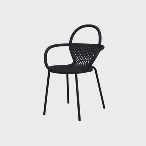 Contemporary armchair - KOSE - Maiori - aluminum / black / white