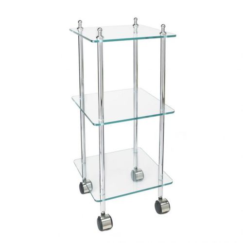 Low shelf - Klomfar GmbH - on casters / contemporary / chromed metal