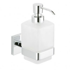 Home soap dispenser - Klomfar GmbH - wall-mounted / chrome-plated brass / glass