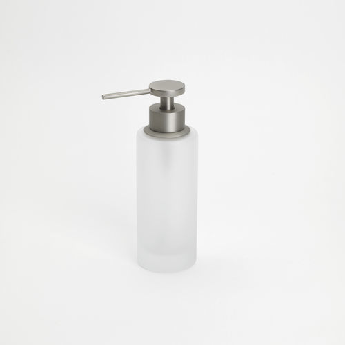 Hotel soap dispenser - SATIN MINI: NICKEL - Klomfar GmbH - for public use / home / free-standing