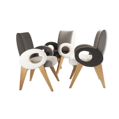 Contemporary restaurant chair - AMI - Quiso - indoor / fabric / oak base