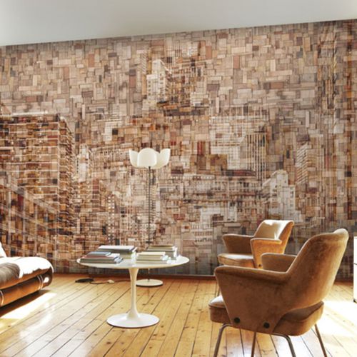 Contemporary wallpaper - WOODEN CITY - Neodko - nonwoven fabric / vinyl / panoramic