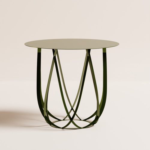 Contemporary table - Croisements - Objets Publics - thermo-lacquered steel / powder-coated steel base / round