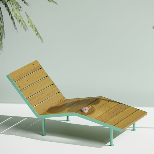 Contemporary sun lounger - cité Bois - Objets Publics - solid wood / Douglas fir / galvanised steel