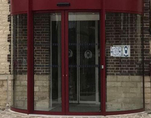 Entry door - ELIPTICA - SOFTICA - wooden / aluminum / sliding