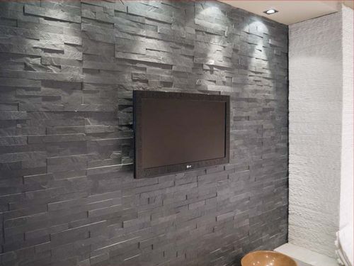 Natural stone wall cladding panel - BLACK - Akrolithos S.A. - indoor