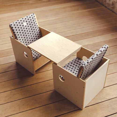 Contemporary table and chair set - OSIT DUO + NENJOY - nuun kids - indoor / wooden / child's