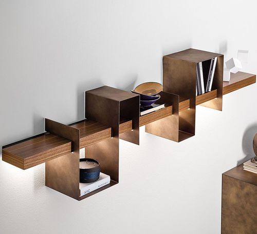 Wall-mounted shelf - AGO E FILO - Ronda Design - contemporary / wooden / painted metal