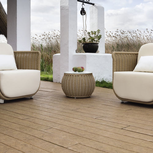 Contemporary side table - PALMA - ARKIMUEBLE - glass / rope / aluminum base
