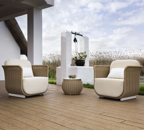 Contemporary armchair - PALMA - ARKIMUEBLE - fabric / aluminum / rope