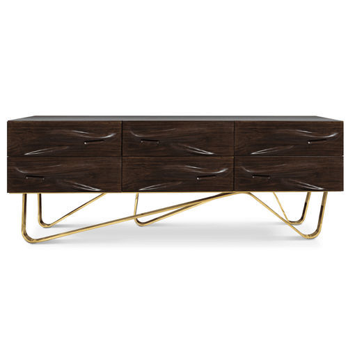 Contemporary sideboard - GOLDBERG - Malabar - walnut / polished brass / with drawers