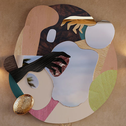 Wall-mounted mirror - IH MAJ IN - Malabar - contemporary / oval / wooden