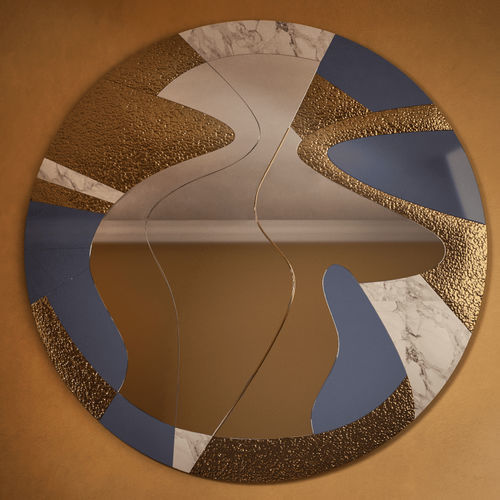 Wall-mounted mirror - STARRY  - Malabar - contemporary / round / glossy lacquered wood