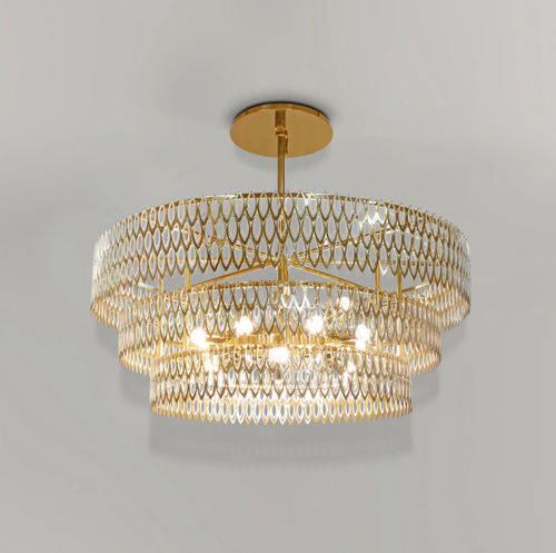Contemporary chandelier - PETAL - CreativeMary - glass / brass / stainless steel