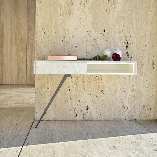 Contemporary sideboard table - ATIR - MAAMI HOME - lacquered MDF / marble / steel base