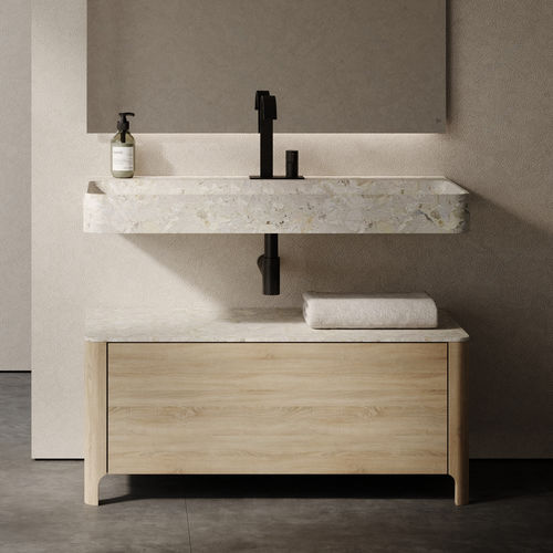 Wall-mounted washbasin - KATA NOI  - MAAMI HOME - marble / custom / rectangular