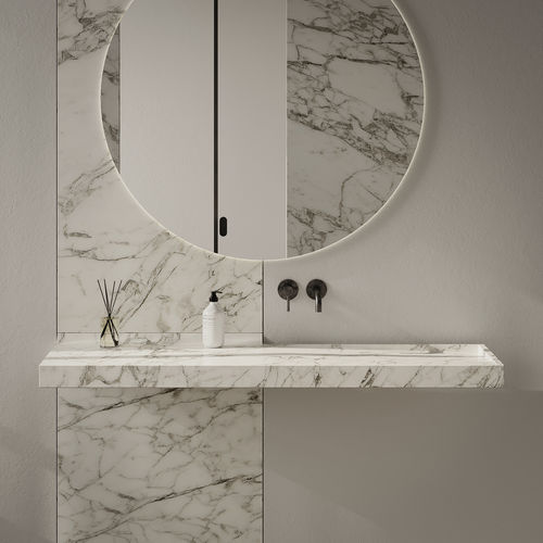 Wall-mounted washbasin - BALI - MAAMI HOME - marble / with counter / custom